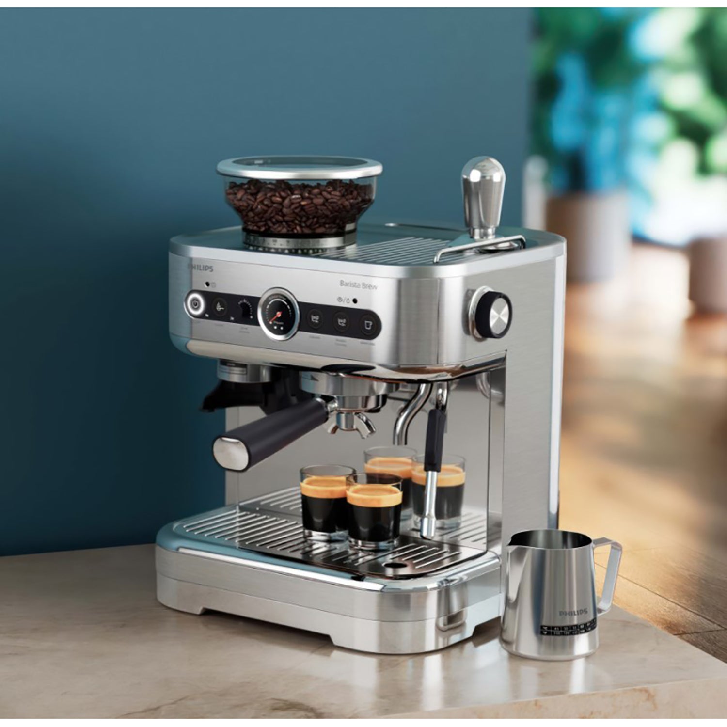 Philips - Machine à Espresso Semi-Automatique BaristaBrew, Tasseur Calibré, Bac à Grains de 250g - PSA3218/01 - Simple Boutique