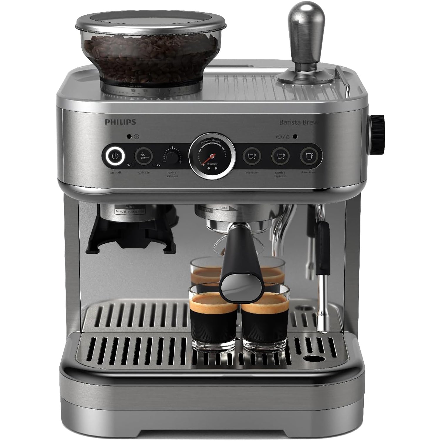 Philips - Machine à Espresso Semi-Automatique BaristaBrew, Tasseur Calibré, Bac à Grains de 250g - PSA3218/01 - Simple Boutique