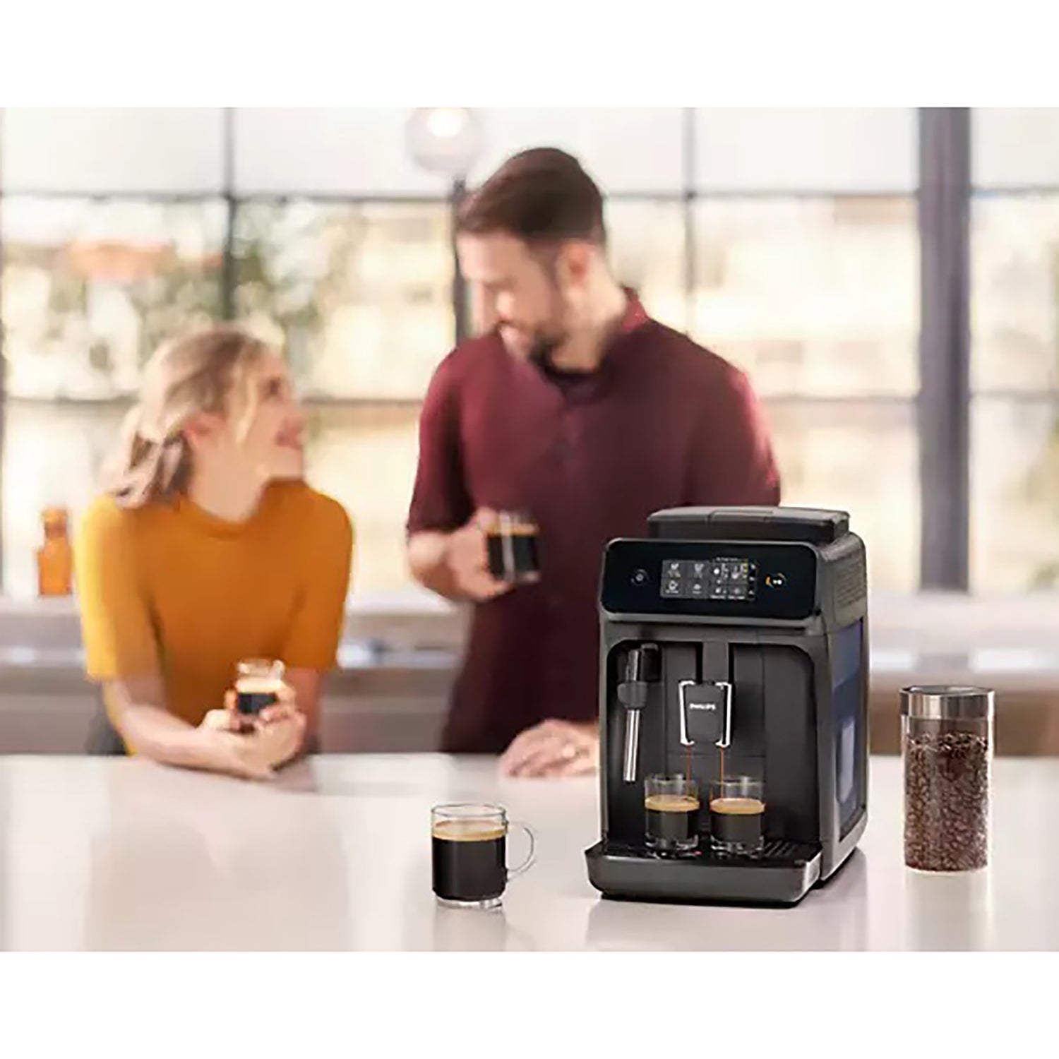 Philips - Machine à Expresso Automatique Serie 1200, 2 Choix de Boissons, Broyeur en Céramique - EP1220/04 - Simple Boutique