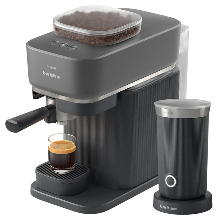 Philips - Machine à Expresso Baristina, 16 Bars de Pression, Mousseur à Lait Inclus, Noir - BAR303/60 - Simple Boutique