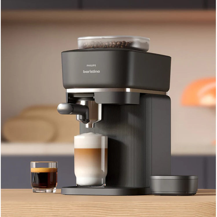 Philips - Machine à Expresso Baristina, 16 Bars de Pression, Mousseur à Lait Inclus, Noir - BAR303/60 - Simple Boutique