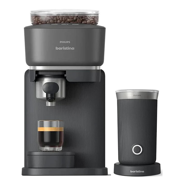Philips - Machine à Expresso Baristina, 16 Bars de Pression, Mousseur à Lait Inclus, Noir - BAR303/60 - Simple Boutique