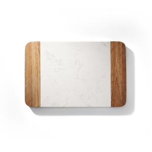 Planche à servir / à découper JS Gourmet en bois d'acacia et marbre blanc — 38,5 x 26 cm - Simple Boutique