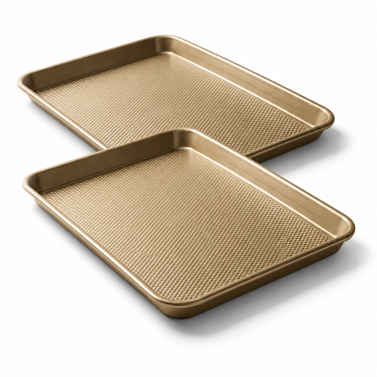 iBake Plaque à pâtisserie antiadhésif Diamond - Champagne Doré - Lot de 2 - Simple Boutique