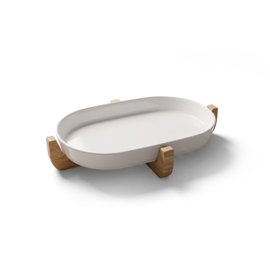 Plat de cuisson en céramique allant au four et à table avec dessous de plat en bois — 36,2 x 20,6 cm (JS Gourmet) - Simple Boutique