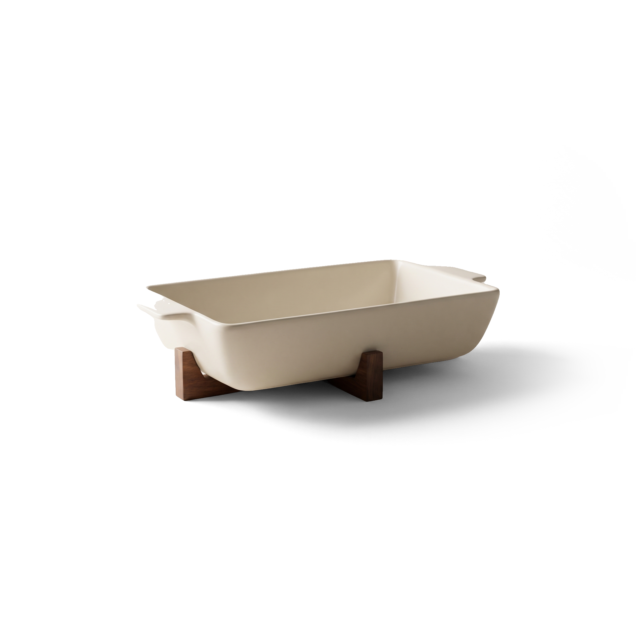 Plat de cuisson en céramique allant au four et de la table avec dessous de plat en bois — 31,5 x 21 cm (JS Gourmet) - Simple Boutique