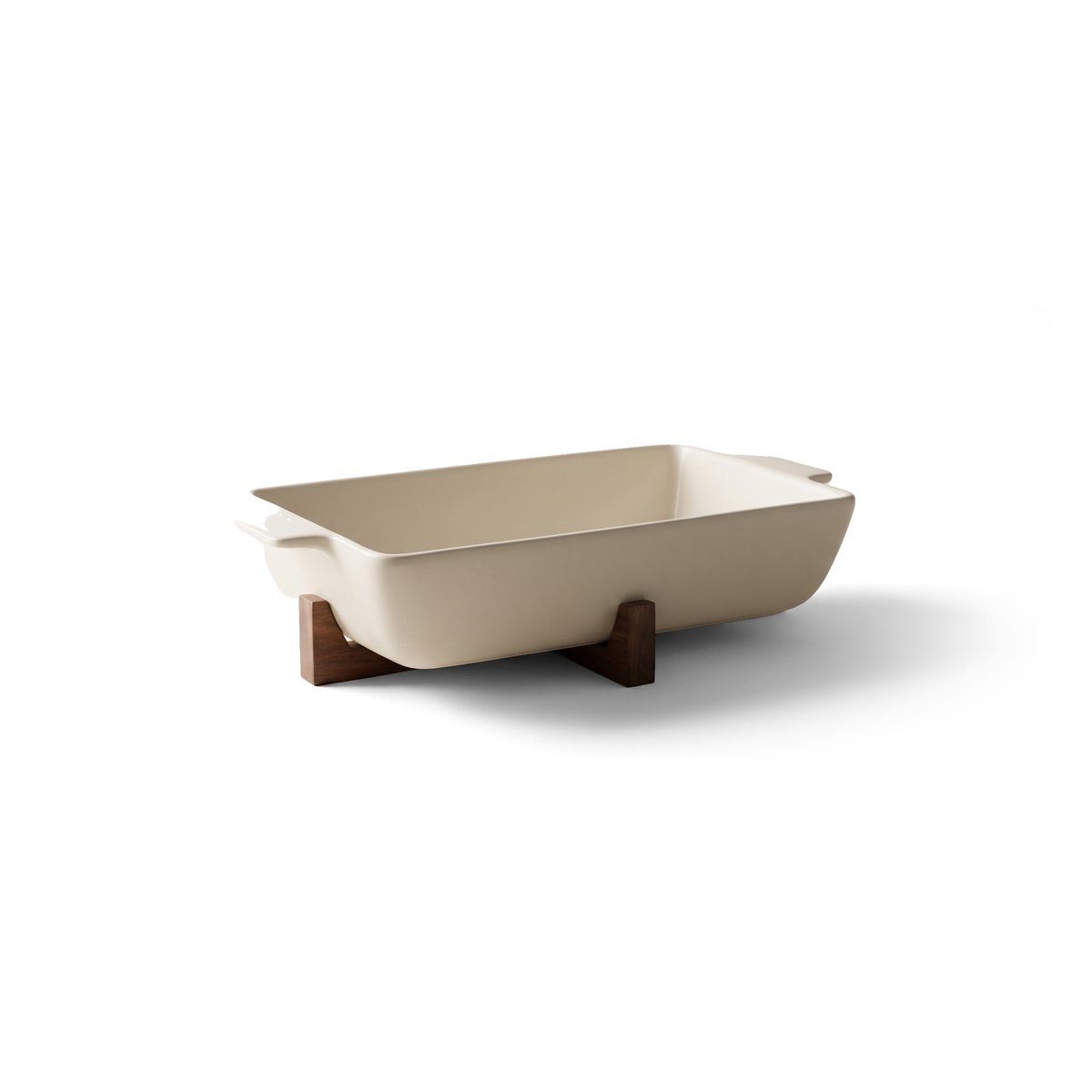 Plat de cuisson en céramique allant au four et de la table avec dessous de plat en bois — 31,5 x 21 cm (JS Gourmet) - Simple Boutique