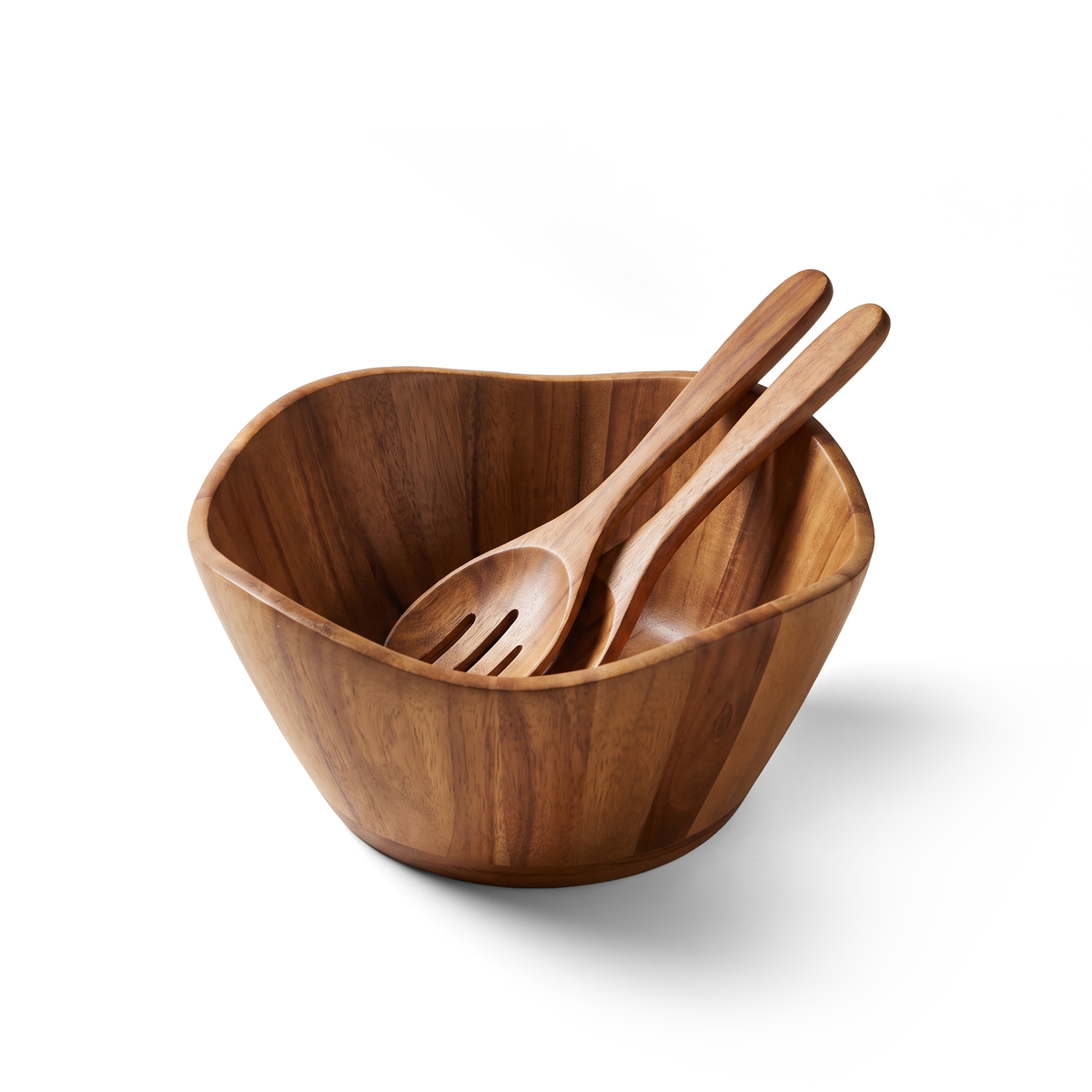 Plat de service JS Gourmet en bois d'acacia avec bord festonné — 32,5 cm de diamètre x 15,5 cm de profondeur - Simple Boutique