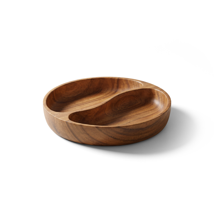 Plateau de service en bois d'acacia avec 2 séparateurs — 26 x 26 cm (JS Gourmet) - Simple Boutique