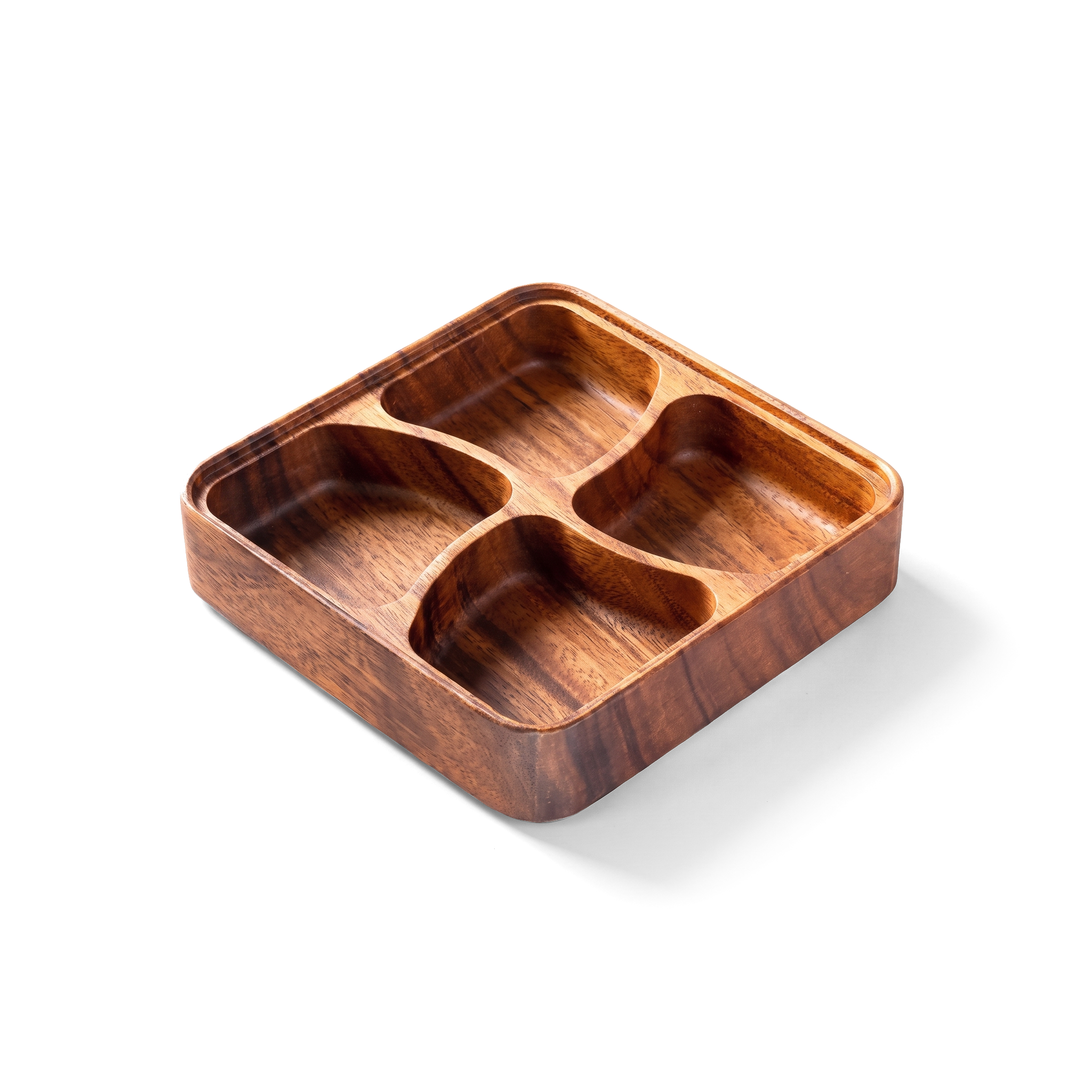 Plateau de service en bois d'acacia avec 4 compartiments – 20 x 20 cm (JS Gourmet) - Simple Boutique