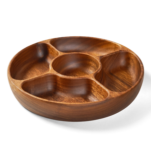 Plateau de service en bois d'acacia avec 5 compartiments — 29 x 29 cm (JS Gourmet) - Simple Boutique