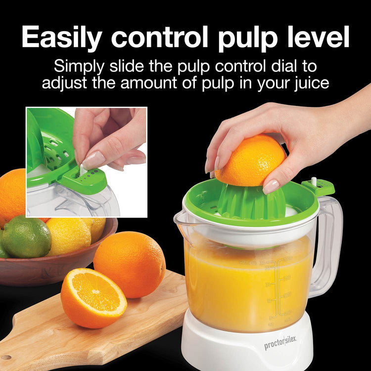 Proctor Silex - Presse Agrumes Électrique, Capacité de 1 Litre, Contrôle de la Pulpe, Blanc - Simple Boutique