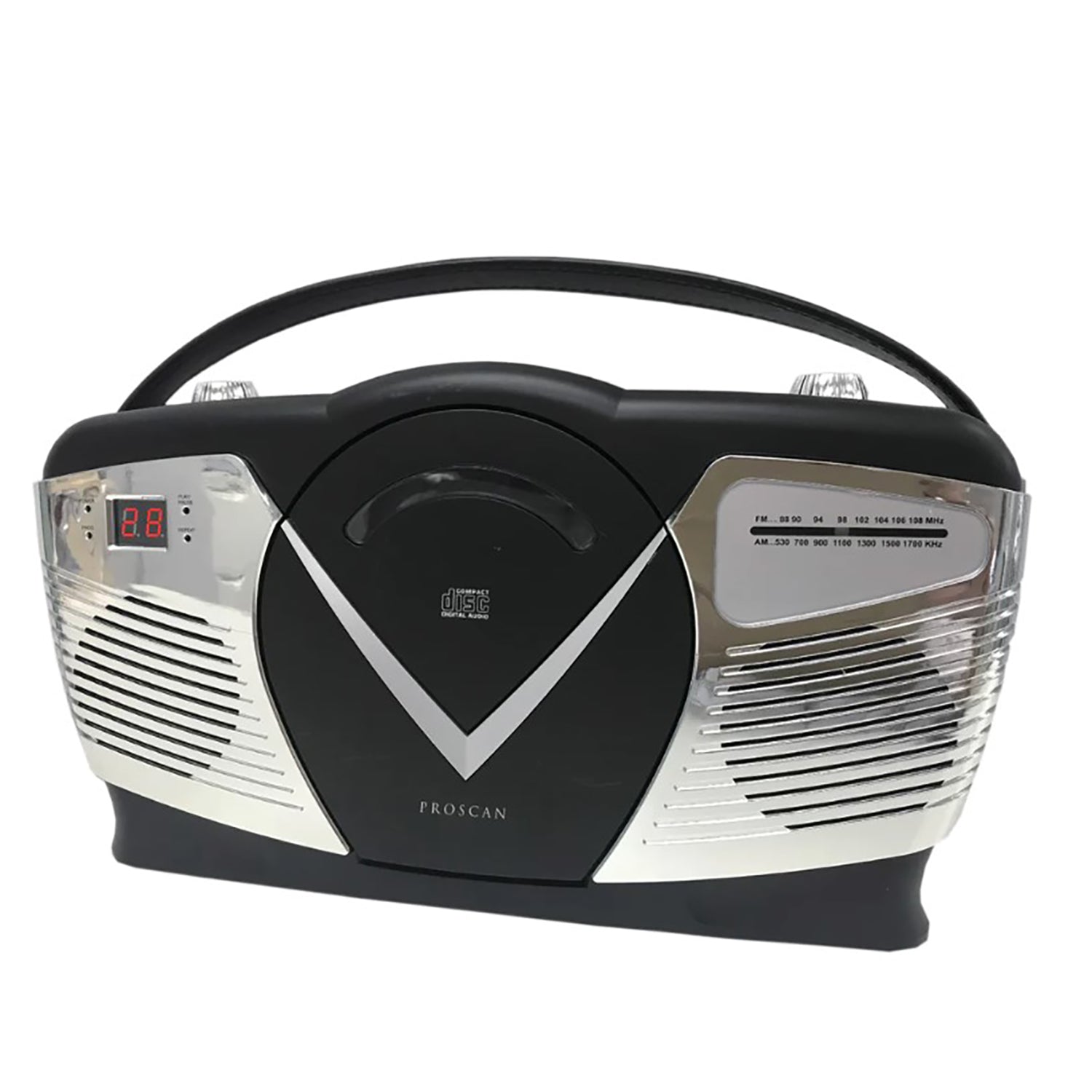 Proscan - BoomBox / Lecteur CD avec Radio AM/FM et Entrée AUX, Style Rétro, Noir - Simple Boutique