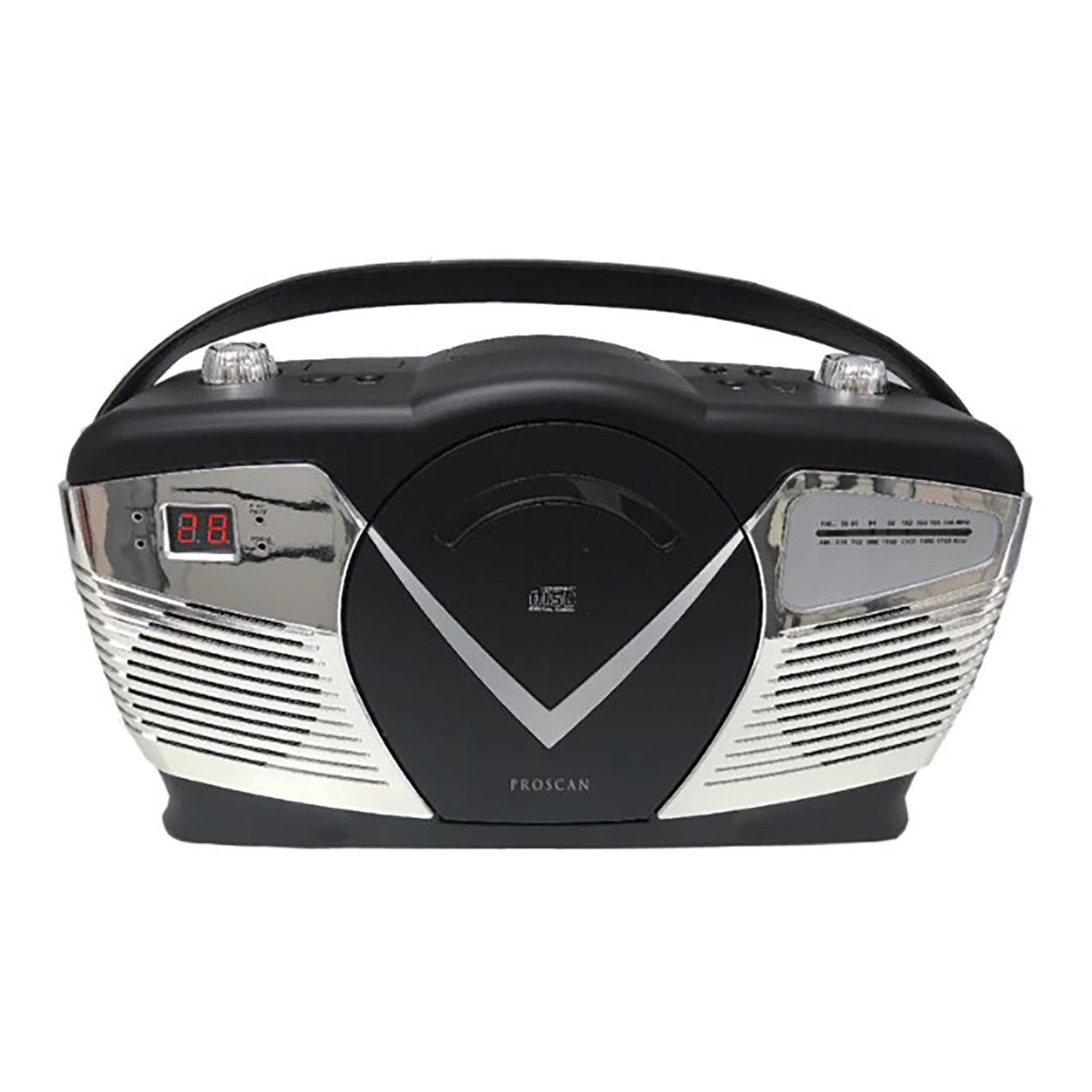 Proscan - BoomBox / Lecteur CD avec Radio AM/FM et Entrée AUX, Style Rétro, Noir - Simple Boutique