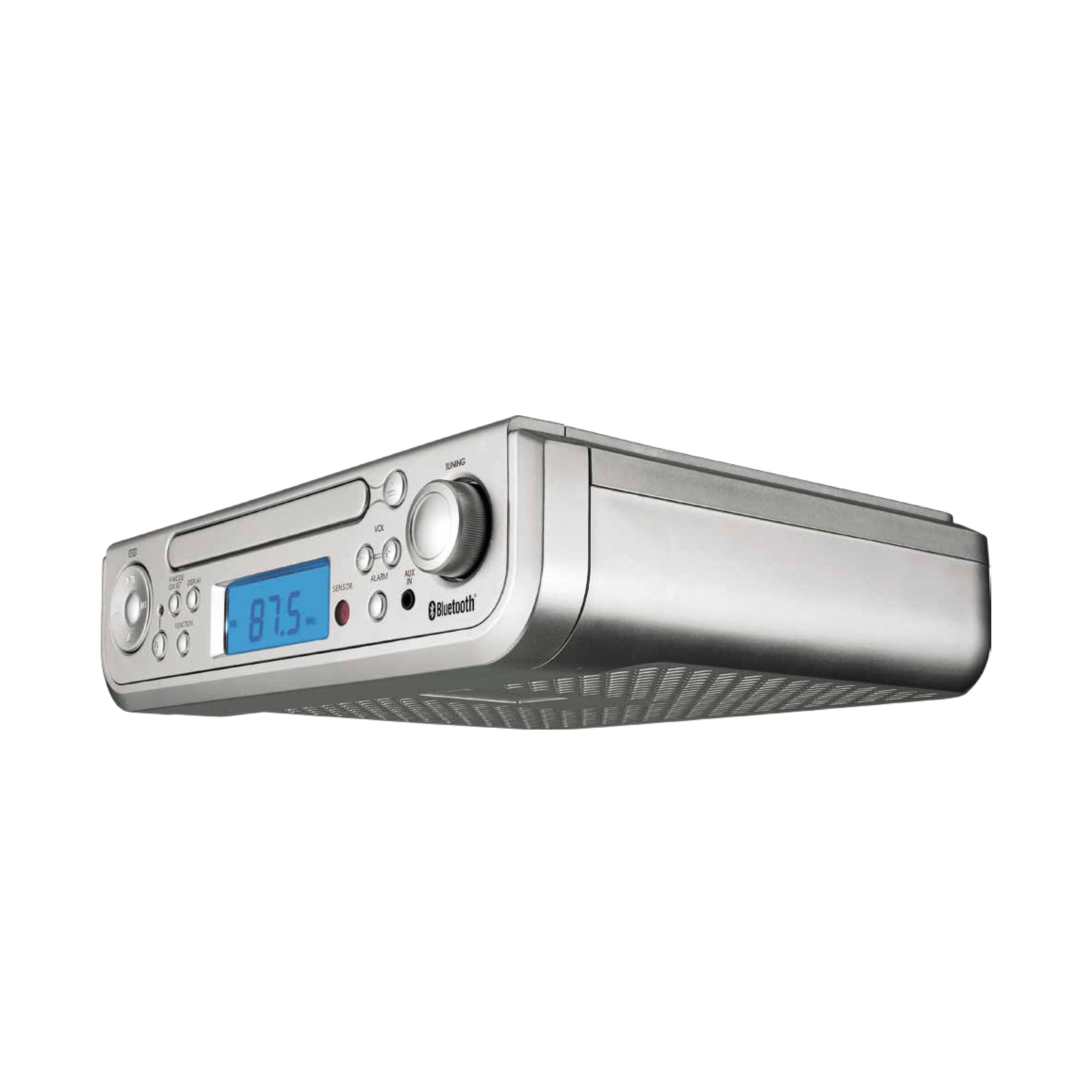 Proscan Lecteur CD, Radio FM, Bluetooth, Sous-Armoire avec Horloge, Argent - PKCR2713 - Simple Boutique