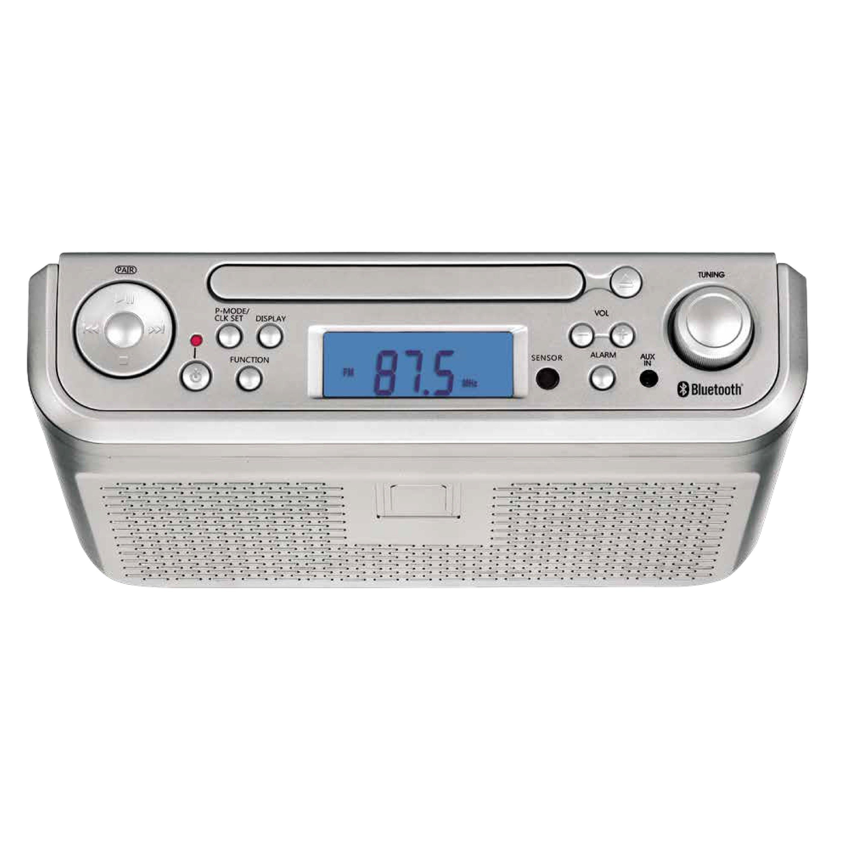 Proscan Lecteur CD, Radio FM, Bluetooth, Sous-Armoire avec Horloge, Argent - PKCR2713 - Simple Boutique