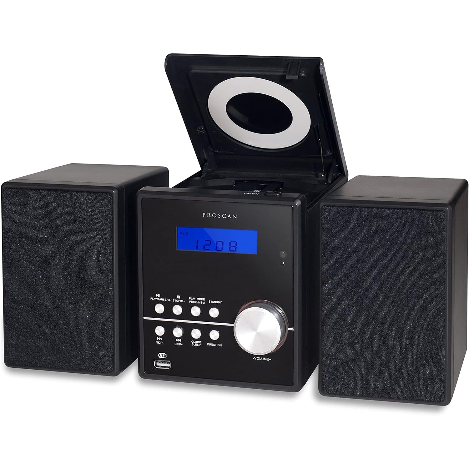 Proscan - Micro Système CD Bluetooth avec Radio FM, Entrée Auxiliaire et Lecture USB, Noir - Simple Boutique