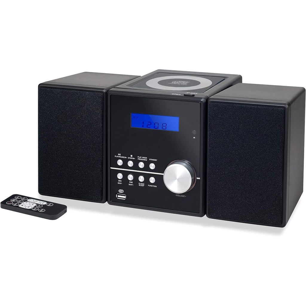 Proscan - Micro Système CD Bluetooth avec Radio FM, Entrée Auxiliaire et Lecture USB, Noir