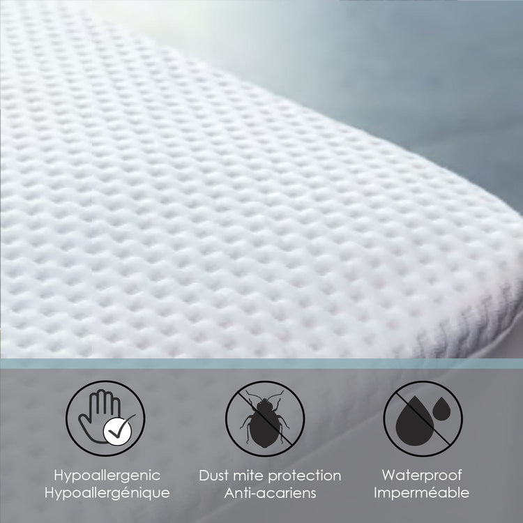 Protecteur de Matelas en Bambou, Luxueux et Doux, Hydrophobe, Grandeur Double, Blanc - Simple Boutique