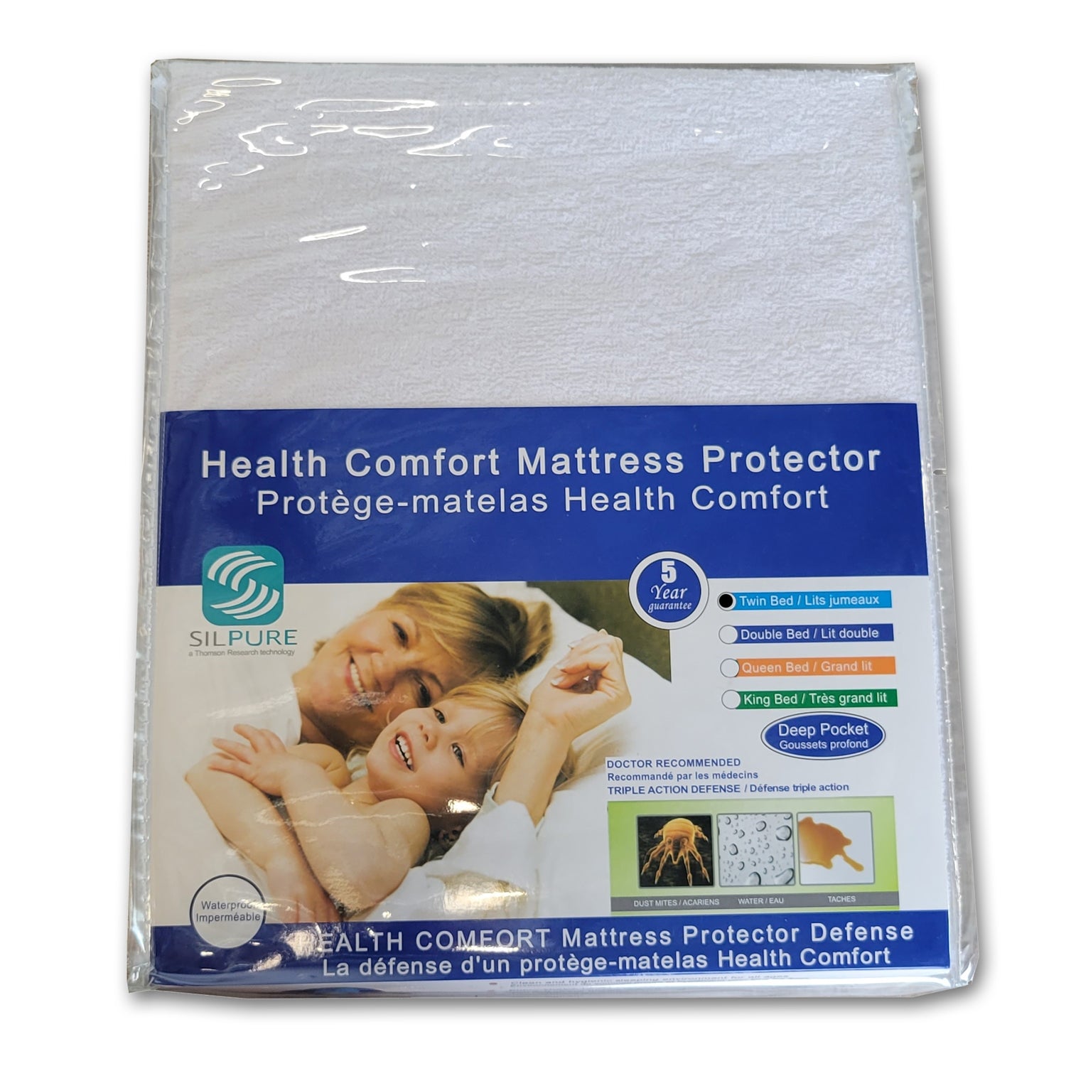 Protège-Matelas, Défense Triple Action, Grandeur Twin, Blanc - Simple Boutique