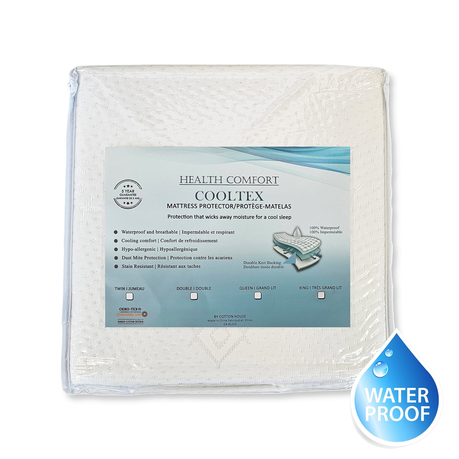 Protège-Matelas Effet de fraîcheur, 100% Imperméable, Hypoallergénique (4 Grandeurs Disponibles) - Simple Boutique