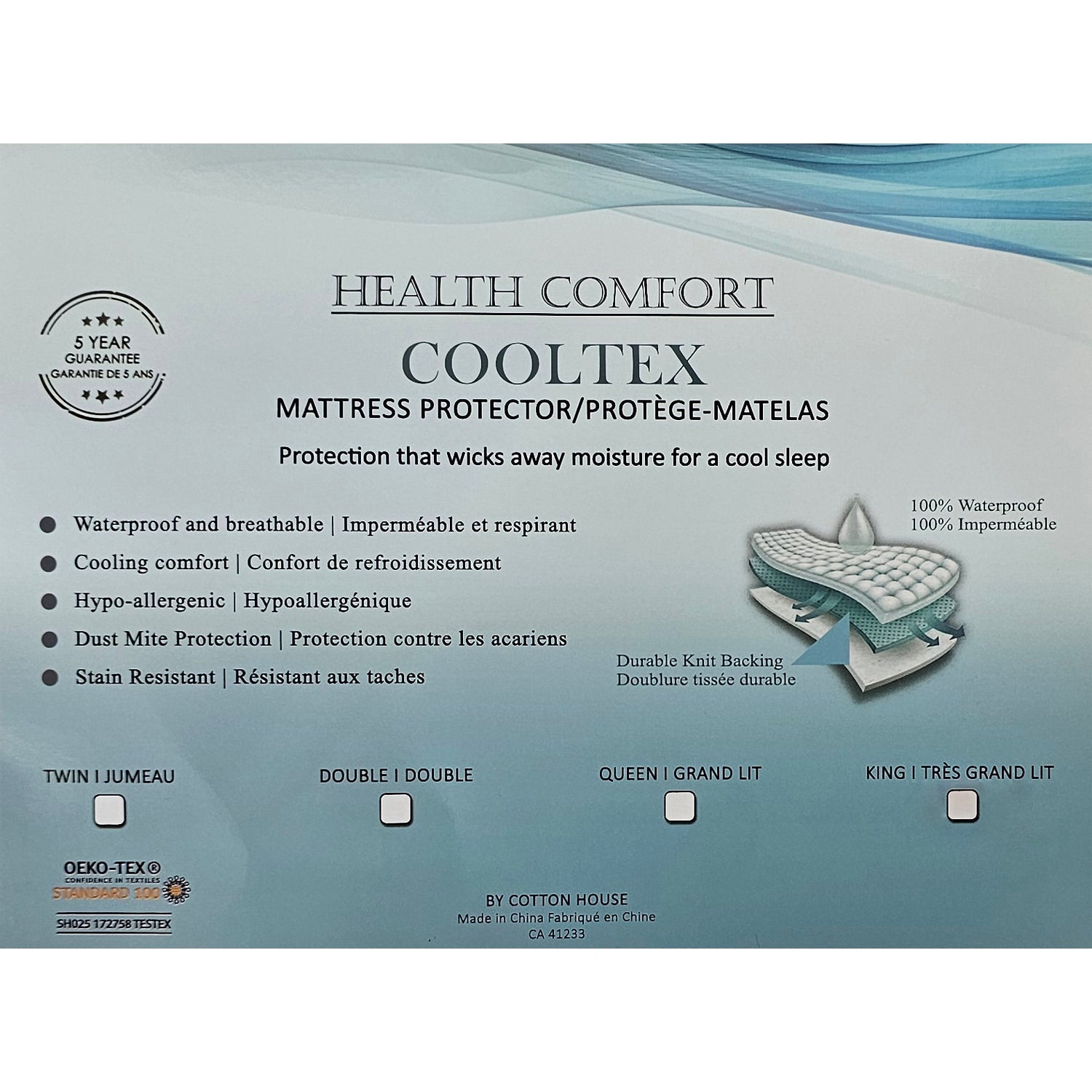 Protège-Matelas Effet de fraîcheur, 100% Imperméable, Hypoallergénique (4 Grandeurs Disponibles) - Simple Boutique