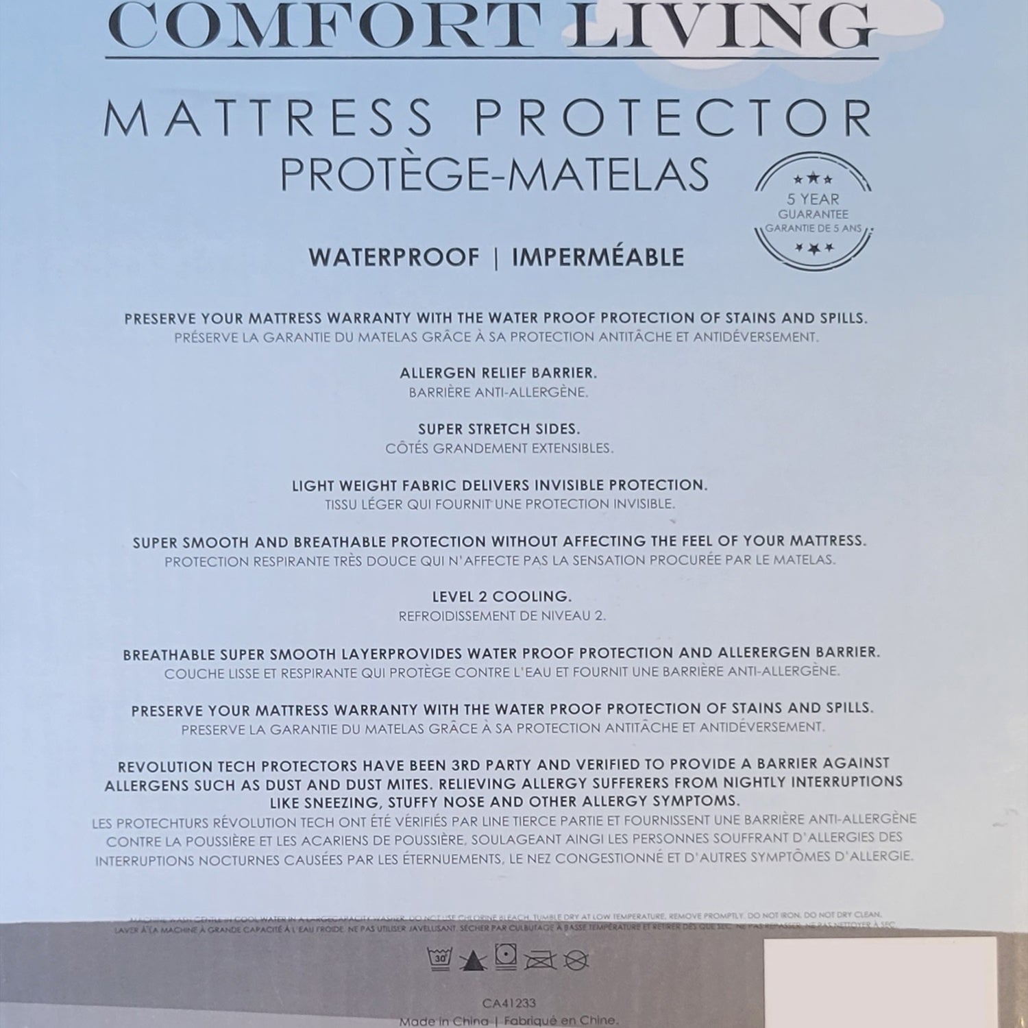 Protège-Matelas Imperméable, Barrière Anti-Allergène, Grandeur Double, Blanc - Simple Boutique