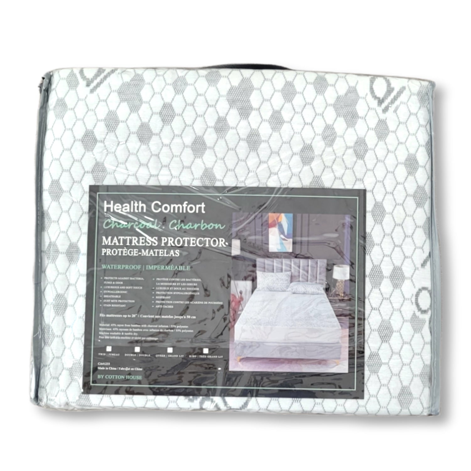 Protège Matelas Infusé au Charbon, Imperméable, Grandeur Double, Blanc - Simple Boutique
