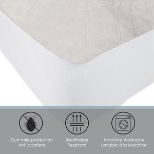 Protège-Matelas Infusé de Cuivre, Hypoallergénique, Grandeur Double, Beige - Simple Boutique