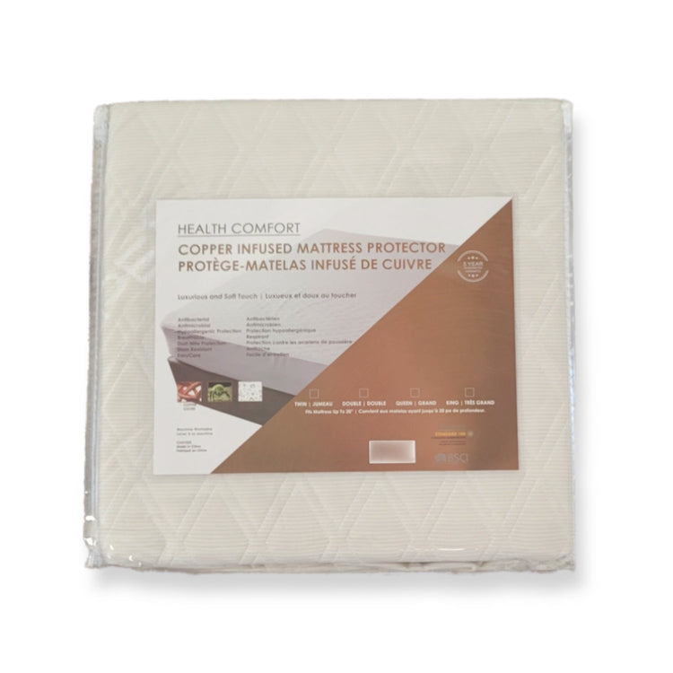 Protège-Matelas Infusé de Cuivre, Hypoallergénique, Grandeur Queen, Beige - Simple Boutique