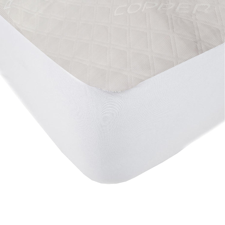 Protège-Matelas Infusé de Cuivre, Hypoallergénique, Grandeur Queen, Beige - Simple Boutique