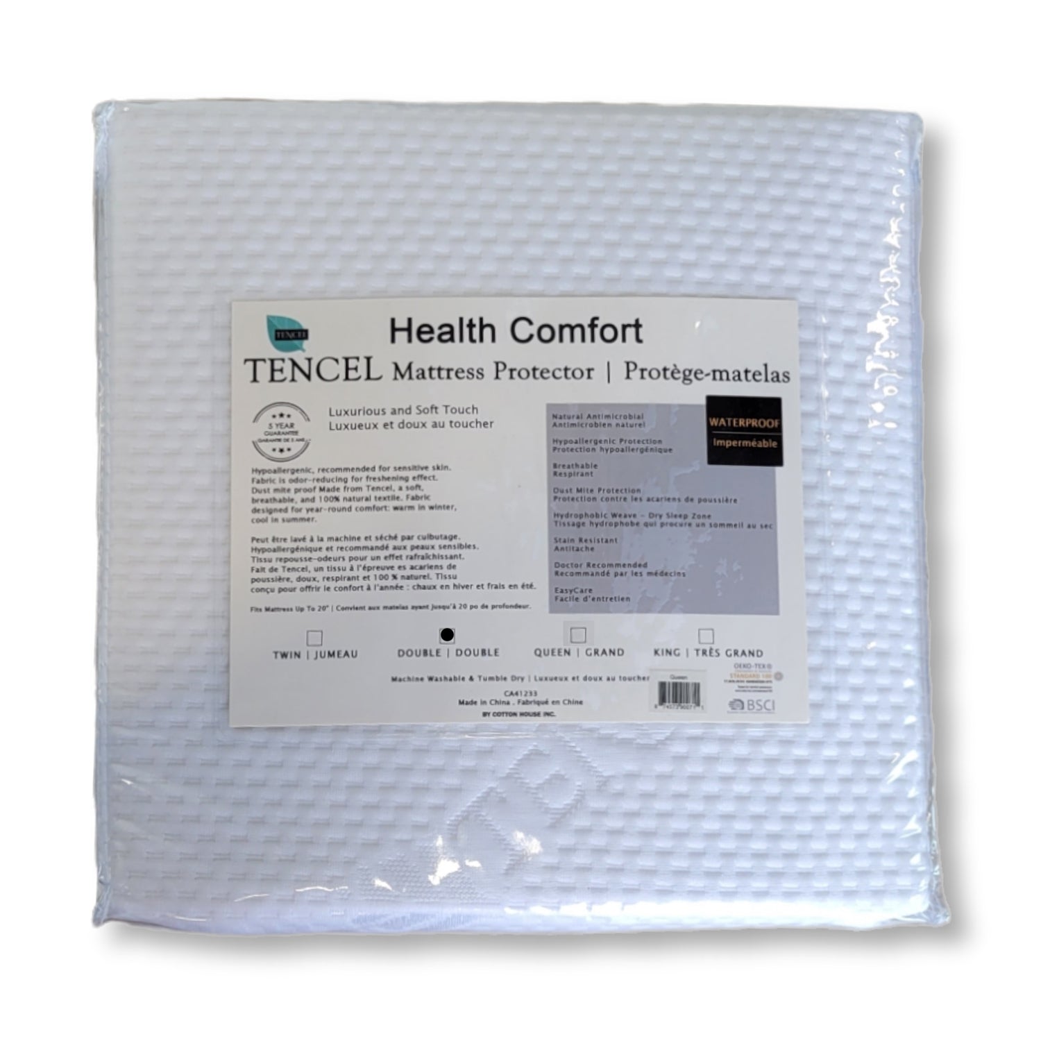 Protège-Matelas Tencel, Résistant aux Taches et Imperméable, Grandeur Double, Blanc - Simple Boutique