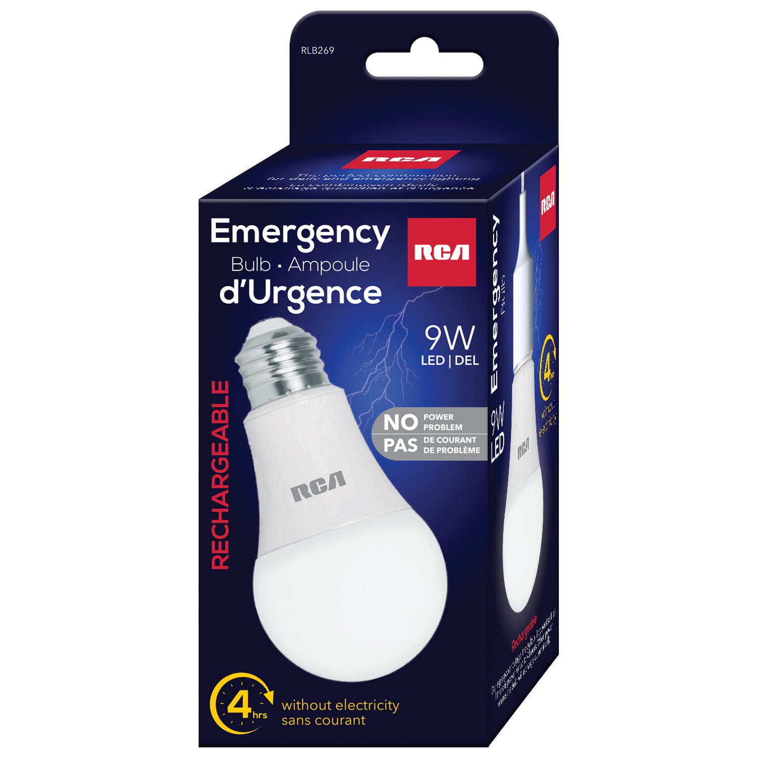 RCA Ampoule DEL d'urgence rechargeable 9 W, 4 h d'éclairage sans courant - Simple Boutique