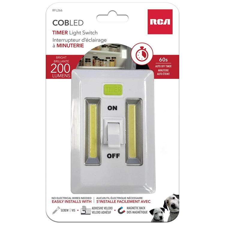 RCA - Éclairage Murale COBLED avec Interrupteur et Minuterie, Sans Fil, 200 Lumens, Blanc - Simple Boutique