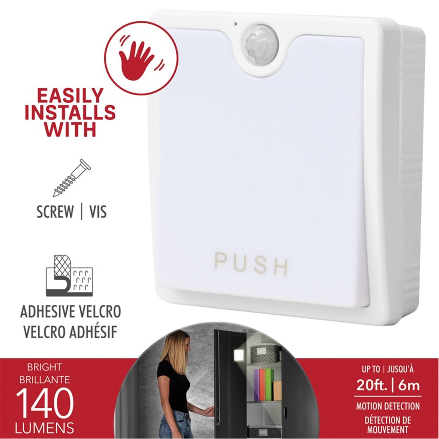 RCA - Éclairage Murale DEL avec Capteur de Mouvement, 140 Lumens, Blanc - Simple Boutique