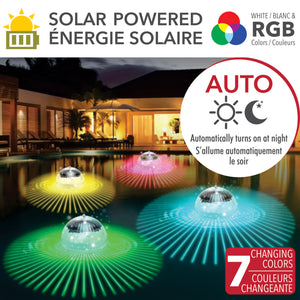 RCA Lampe flottante solaire pour piscine 4 po, DEL blanche et couleurs - Simple Boutique