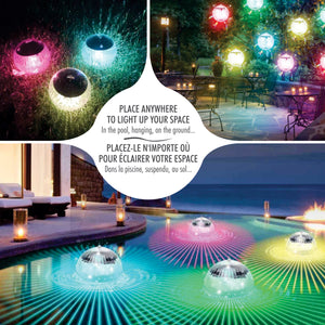 RCA Lampe flottante solaire pour piscine 4 po, DEL blanche et couleurs - Simple Boutique