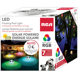RCA Lampe flottante solaire pour piscine 4 po, DEL blanche et couleurs - Simple Boutique