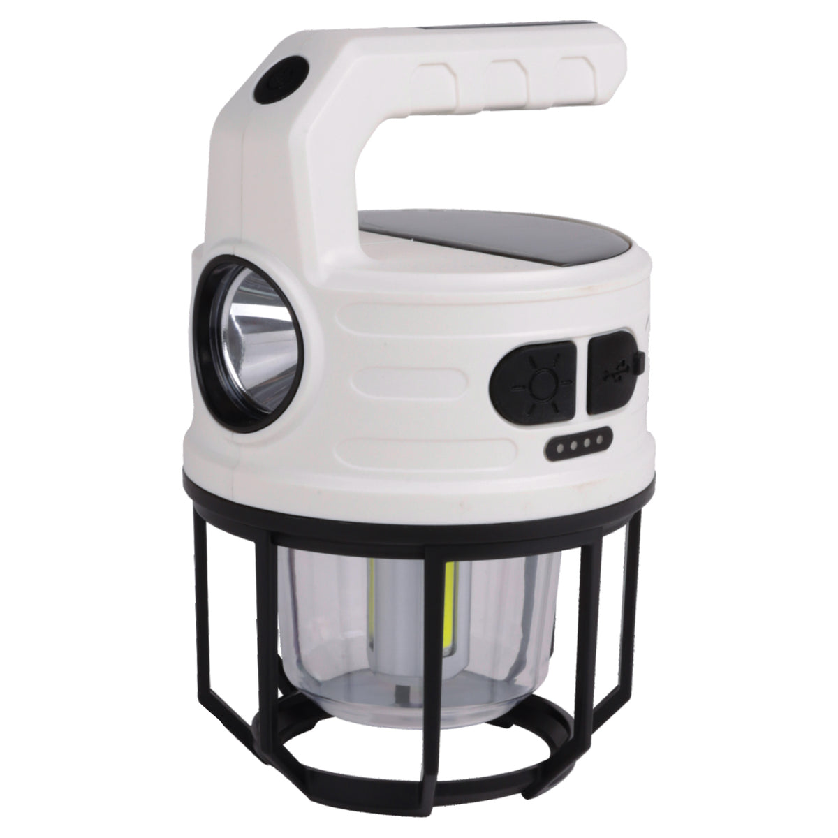 RCA Lanterne et lampe de poche solaire rechargeable 300 lumens avec banque d'alimentation, blanche - Simple Boutique