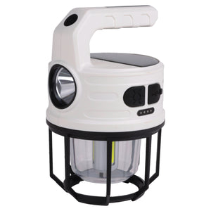 RCA Lanterne et lampe de poche solaire rechargeable 300 lumens avec banque d'alimentation, blanche - Simple Boutique