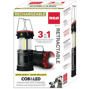 RCA Lanterne rétractable rechargeable 325 lumens avec lampe de poche et lumière SOS - Simple Boutique