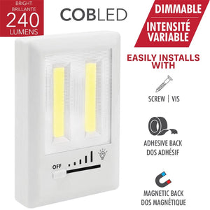 RCA - Lumière Murale COBLED Sans Fil, Intensité Variable, 240 Lumens, Blanc - Simple Boutique