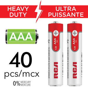 RCA Piles AAA 1,5 V Ultra Puissantes, Lot de 40 - Simple Boutique