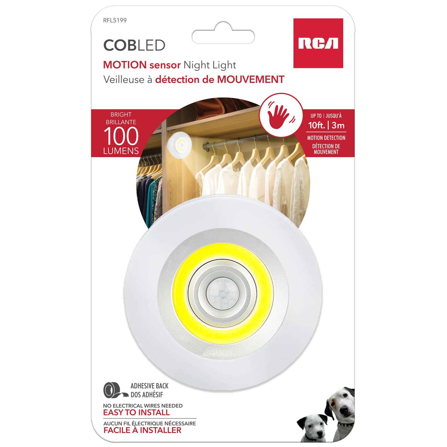RCA Veilleuse DEL à détecteur de mouvement sans fil 100 lumens, blanche - Simple Boutique