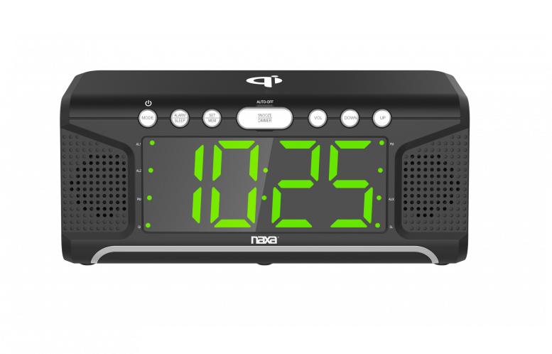 Radio-réveil double alarme avec chargeur sans fil Qi et radio FM (NRC-190) noir - Simple Boutique