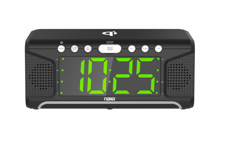 Radio-réveil double alarme avec chargeur sans fil Qi et radio FM (NRC-190) noir - Simple Boutique