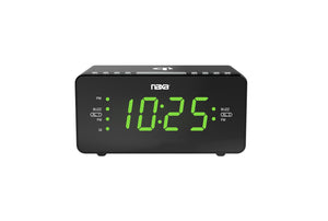 Radio-réveil double alarme avec chargeur sans fil Qi et radio FM (NRC-191) noir - Simple Boutique