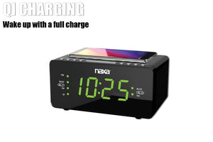 Radio-réveil double alarme avec chargeur sans fil Qi et radio FM (NRC-191) noir - Simple Boutique