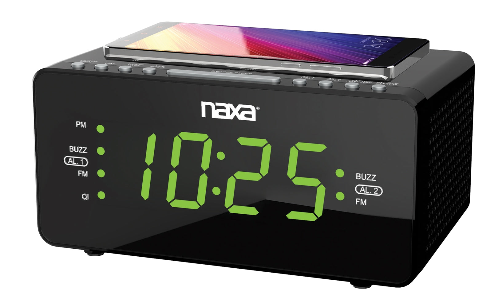 Radio-réveil double alarme avec chargeur sans fil Qi et radio FM (NRC-191) noir - Simple Boutique