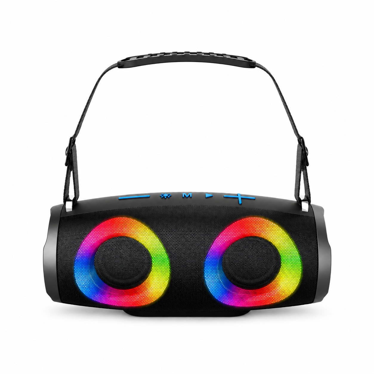 Rage Audio Haut-Parleur Sans Fil Portatif 2 x 6 W avec Lumières DEL RVB et Sangle, Noir - Simple Boutique